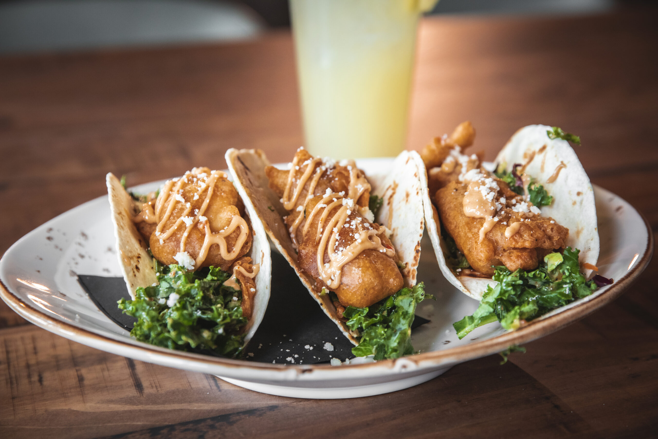 Beer battered trout tacos at the Bull Trout Bar